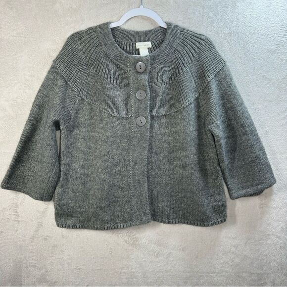 Deane + White Gray Alpaca‎ Blend Cardigan Sweater Women’s Size Large L - Picture 1 of 8